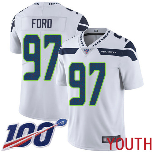 Seattle Seahawks Limited White Youth Poona Ford Road Jersey NFL Football #97 100th Season Vapor Untouchable->youth nfl jersey->Youth Jersey